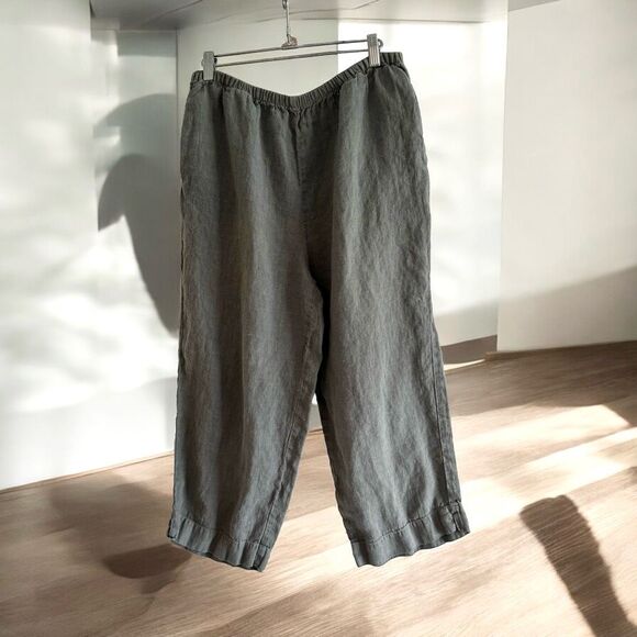 Habitat Clothes To Live In 100% Linen Wide Leg Gray Pants - Picture 1 of 6